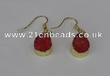 NGE245 10*12mm teardrop druzy agate gemstone earrings wholesale