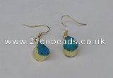 NGE246 10*12mm teardrop druzy agate gemstone earrings wholesale