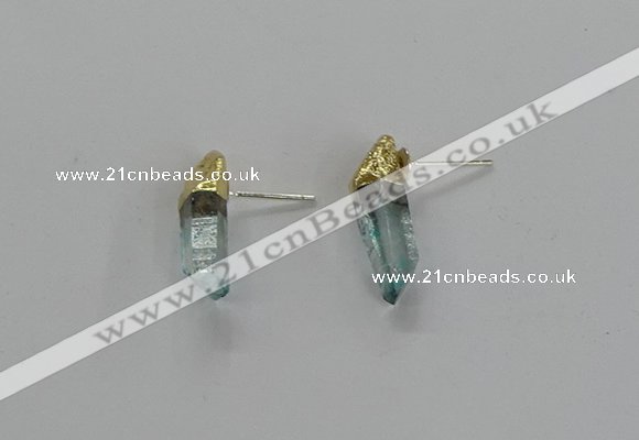 NGE255 5*18mm - 6*22mm sticks dyed white crystal earrings