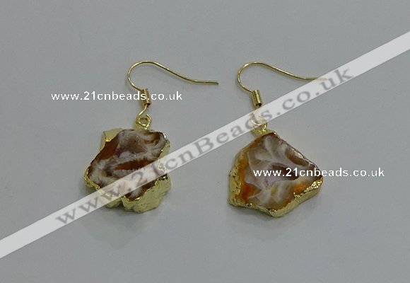 NGE258 13*18mm - 15*20mm freeform druzy agate earrings