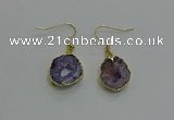 NGE259 13*18mm - 15*20mm freeform druzy agate earrings