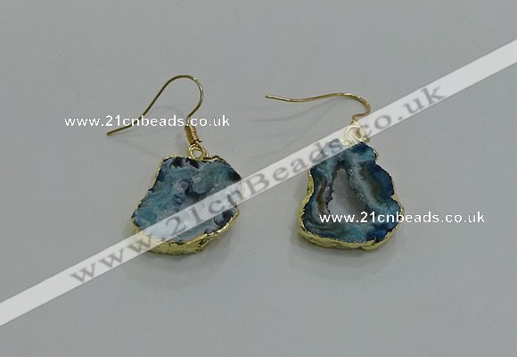 NGE261 13*18mm - 15*20mm freeform druzy agate earrings