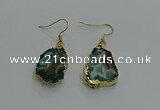 NGE262 13*18mm - 15*20mm freeform druzy agate earrings