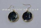 NGE275 25mm flat round agate gemstone earrings wholeasle