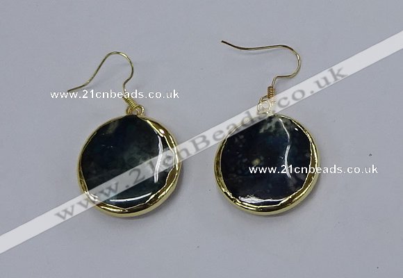 NGE275 25mm flat round agate gemstone earrings wholeasle