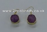 NGE278 15mm - 16mm coin druzy agate gemstone earrings wholeasle