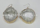 NGE28 30*35mm - 35*40mm freeform plated druzy agate earrings