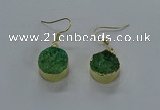 NGE280 15mm - 16mm coin druzy agate gemstone earrings wholeasle