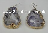 NGE29 30*35mm - 35*40mm freeform plated druzy agate earrings