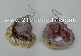 NGE30 30*35mm - 35*40mm freeform plated druzy agate earrings