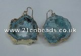 NGE31 30*35mm - 35*40mm freeform plated druzy agate earrings