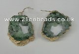 NGE32 30*35mm - 35*40mm freeform plated druzy agate earrings