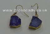 NGE322 10*14mm - 12*16mm freeform druzy agate gemstone earrings