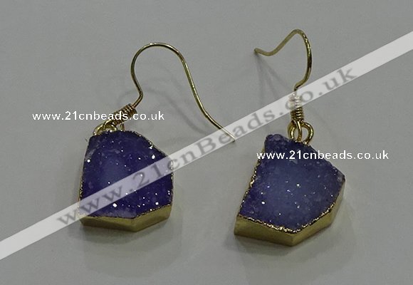 NGE322 10*14mm - 12*16mm freeform druzy agate gemstone earrings