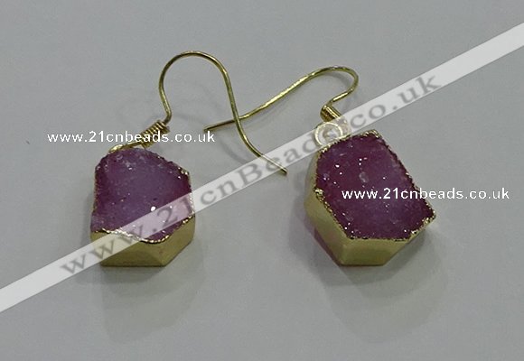 NGE323 10*14mm - 12*16mm freeform druzy agate gemstone earrings