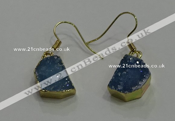 NGE324 10*14mm - 12*16mm freeform druzy agate gemstone earrings