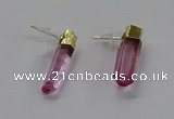 NGE328 5*18mm - 6*22mm sticks dyed white crystal earrings wholesale