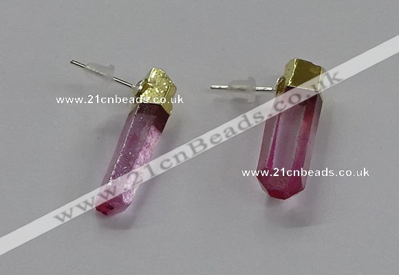 NGE328 5*18mm - 6*22mm sticks dyed white crystal earrings wholesale
