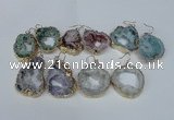 NGE33 30*35mm - 35*40mm freeform plated druzy agate earrings