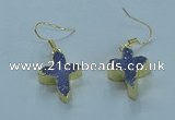 NGE339 13*18mm - 15*20mm cross druzy agate earrings wholesale