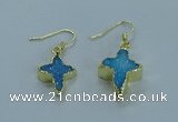 NGE341 13*18mm - 15*20mm cross druzy agate earrings wholesale