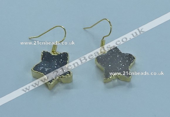 NGE345 14mm - 16mm star druzy agate earrings wholesale