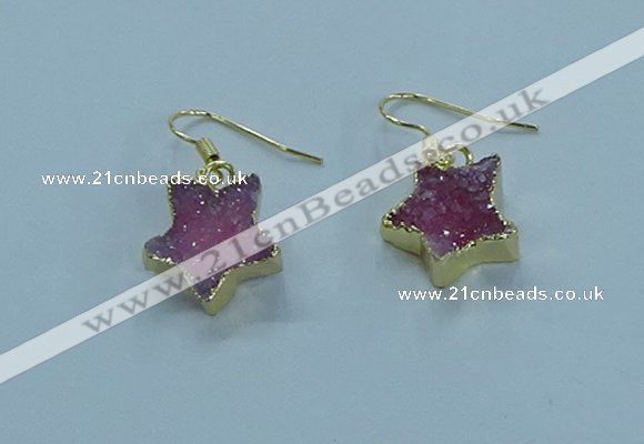 NGE348 14mm - 16mm star druzy agate earrings wholesale