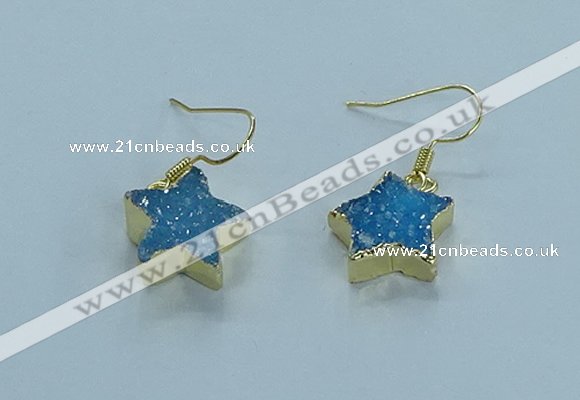 NGE349 14mm - 16mm star druzy agate earrings wholesale