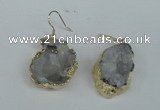 NGE35 20*25mm - 25*30mm freeform plated druzy agate earrings