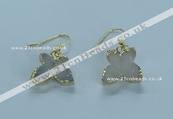 NGE353 10*14mm - 12*16mm butterfly druzy agate earrings wholesale