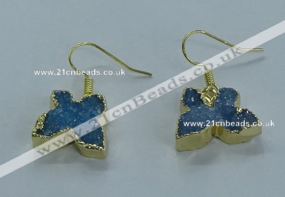 NGE357 10*14mm - 12*16mm butterfly druzy agate earrings wholesale
