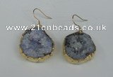 NGE36 20*25mm - 25*30mm freeform plated druzy agate earrings