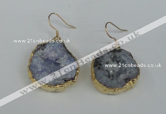 NGE36 20*25mm - 25*30mm freeform plated druzy agate earrings