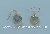 NGE360 10*10mm - 11*11mm heart druzy agate earrings wholesale