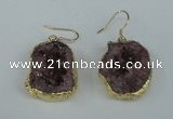 NGE37 20*25mm - 25*30mm freeform plated druzy agate earrings