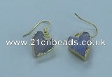 NGE370 13*13mm - 14*14mm heart druzy agate earrings wholesale