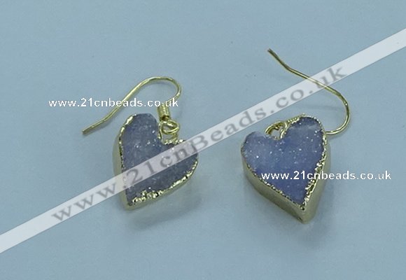 NGE370 13*13mm - 14*14mm heart druzy agate earrings wholesale