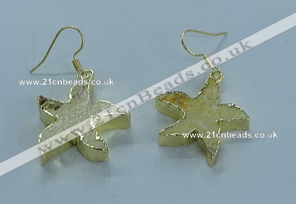 NGE389 20mm - 22mm starfish druzy agate earrings wholesale