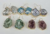 NGE39 20*25mm - 25*30mm freeform plated druzy agate earrings