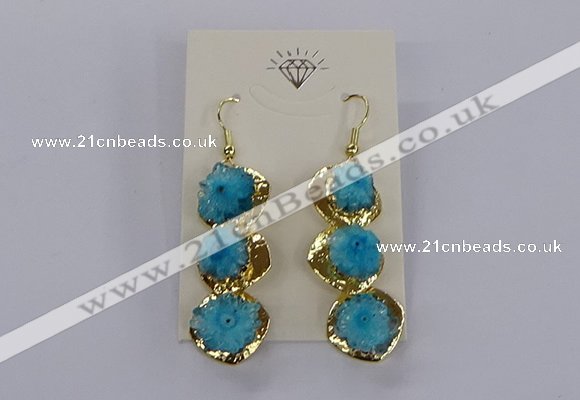 NGE395 10*32mm - 12*38mm druzy agate gemstone earrings