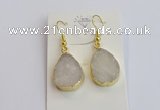 NGE400 15*20mm teardrop druzy agate gemstone earrings wholesale