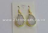 NGE401 15*20mm teardrop AB-color druzy agate gemstone earrings