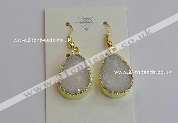 NGE401 15*20mm teardrop AB-color druzy agate gemstone earrings