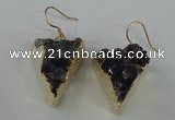 NGE41 18*22mm - 20*25mm triangle druzy amethyst earrings