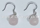 NGE428 10*10mm teardrop rose quartz earrings wholesale