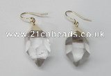 NGE43 12*20mm - 15*25mm faceted nuggets white crystal earrings