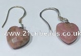 NGE430 10*10mm heart-shaped rhodonite earrings wholesale