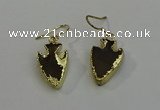 NGE5000 16*20mm - 18*25mm arrowhead smoky quartz earrings