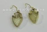 NGE5001 16*20mm - 18*25mm arrowhead lemon quartz earrings