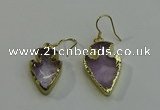 NGE5002 16*20mm - 18*25mm arrowhead amethyst earrings